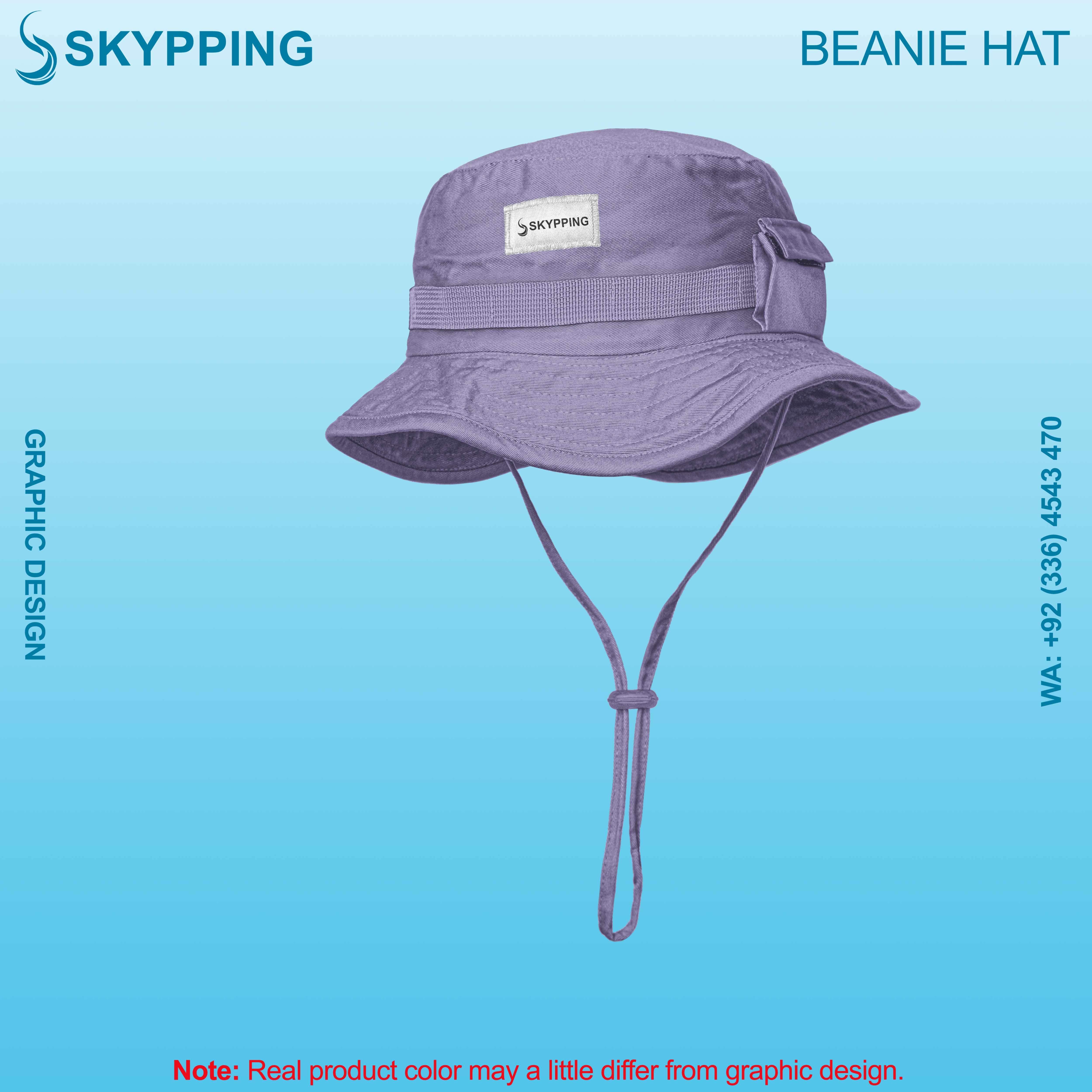 Boonie Hat - Bucket Hat with strip and a side pocket